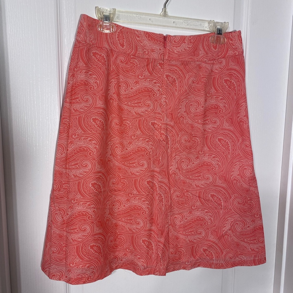 Jones NY Paisley A Line Knee Length Cotton Skirt Pink Size 4 - Picture 2 of 4